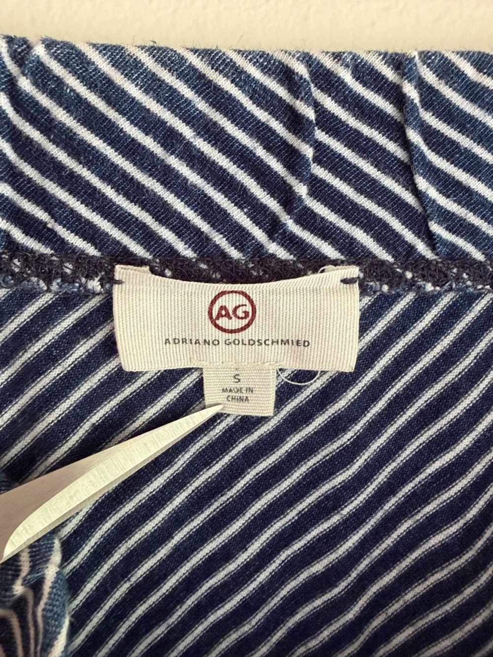 AG Adriano Goldschmied Navy Blue Striped Pull On Knit Maxi Skirt Size S - Picture 4 of 5